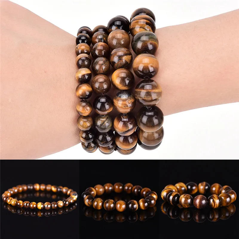 

Natural Stone bead Buddha Bracelets Tiger Eyes bracelet pulseras mujer Men Women 6mm 8mm 10mm 12mm 14mm 16mm