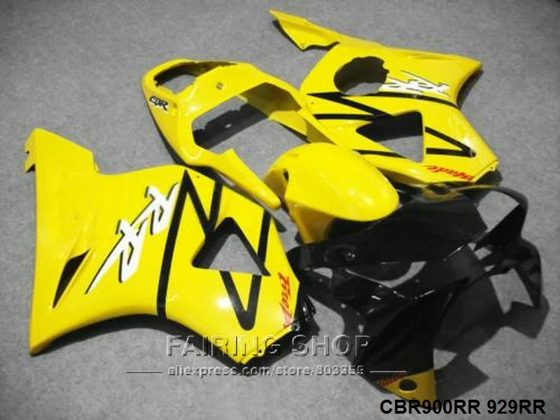 100% литой под давлением обтекатель комплект для Honda CBR929RR 00 01 желтый черный