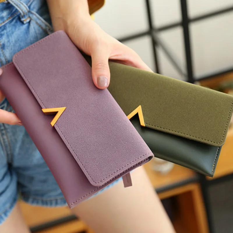 

Long Leather Women Wallets Purse Hasp Lady V Letter Zipper Coin Purse Woman Envelope Wallet Money Card Holder Bags Purses Pocket