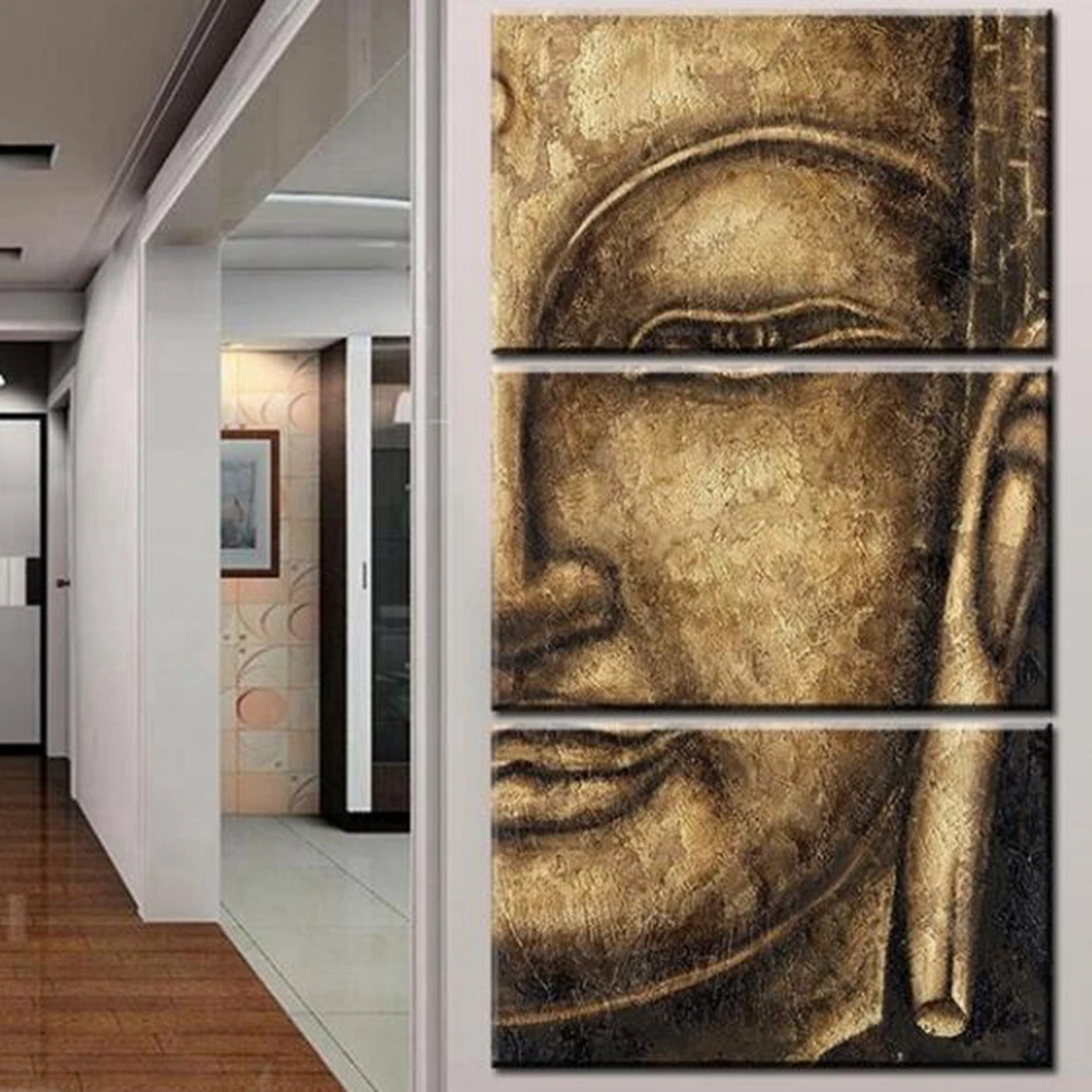 Fashion Decor The original High Quality HD Group Oil Painting 3 Panel Wall Art Religion Buddha Oil Painting On Canvas NO Framed wall picture