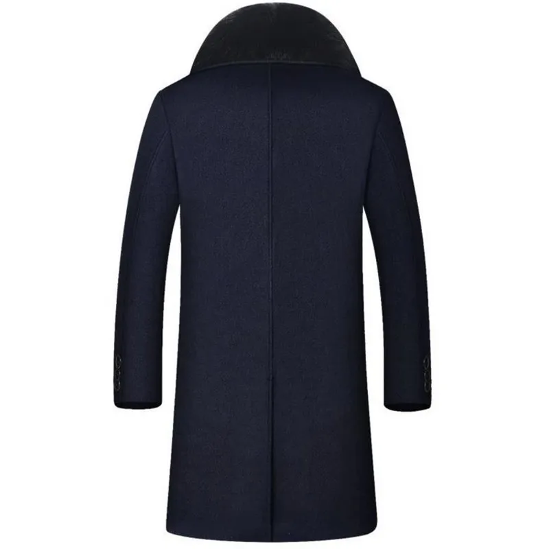  New Winter high-end men's jacket business casual warm coat Plus velvet wool coat long Overcoat Wind - 32841027863
