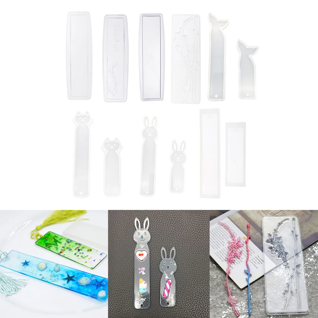 

12Pcs/Styles Clear Silicone Bookmark Mold Mould Set DIY Decorative Craft Bookmark Resin Jewelry Making Pendant Mold Tools