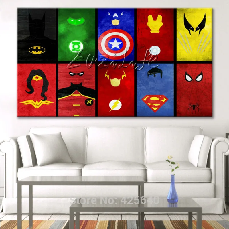 Marvel prints Comics Pictures for walls Avengers Painting Super Heroes Canvas Posters HD HOME WALL Decor ART Wallpaper Spray