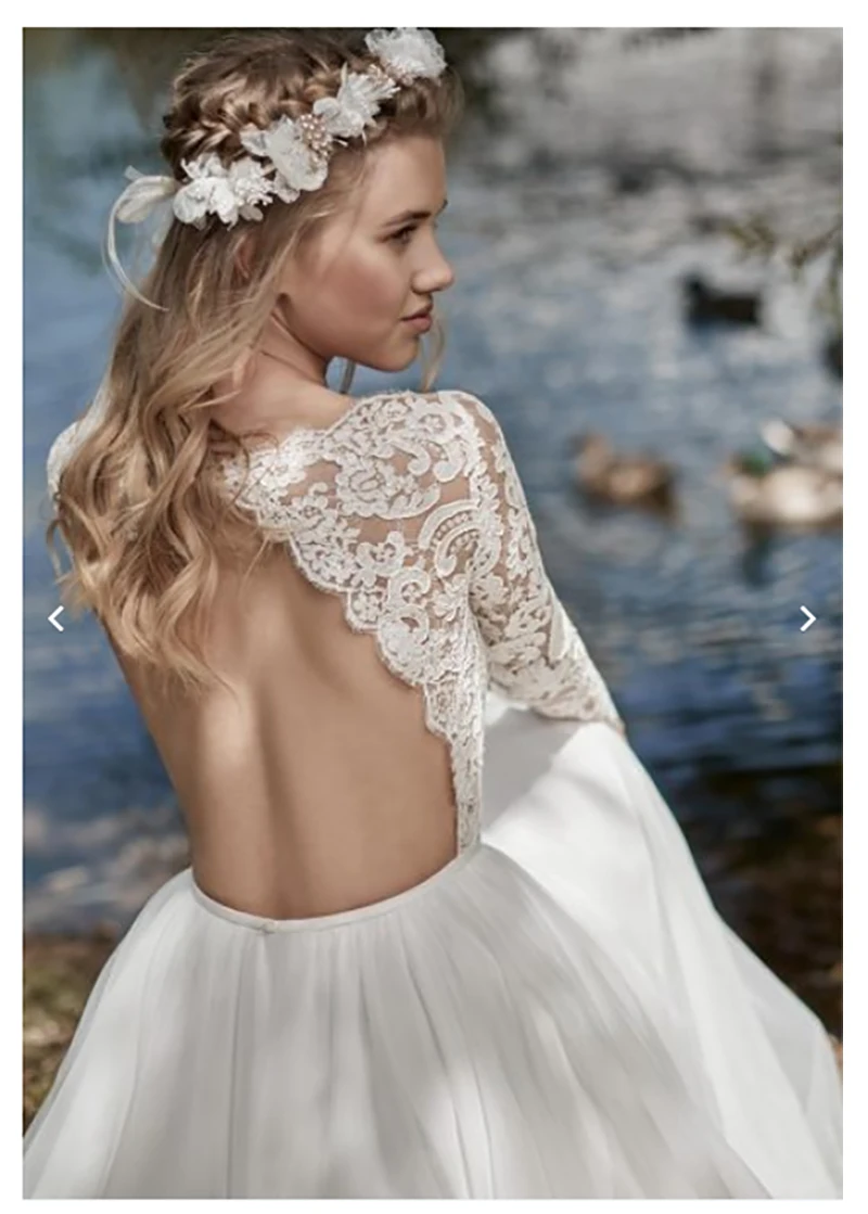 LORIE Boho Свадебное платье с длинным рукавом Robe de mariee винтажное кружевное платье с топом Новое свадебное платье шифоновое свадебное платье