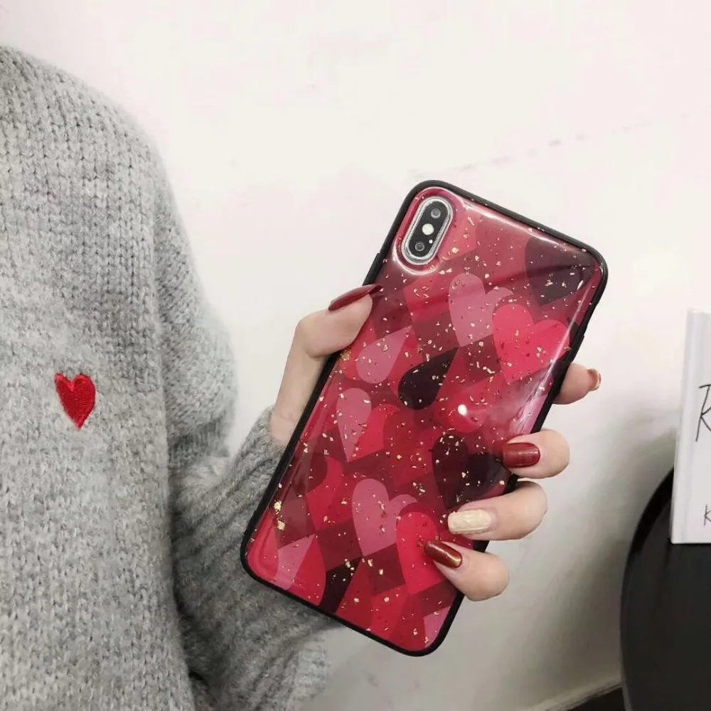 Case For Samsung Note9 8 S9 S8 Plus Cover Glitter Sequins Love Heart  (3)