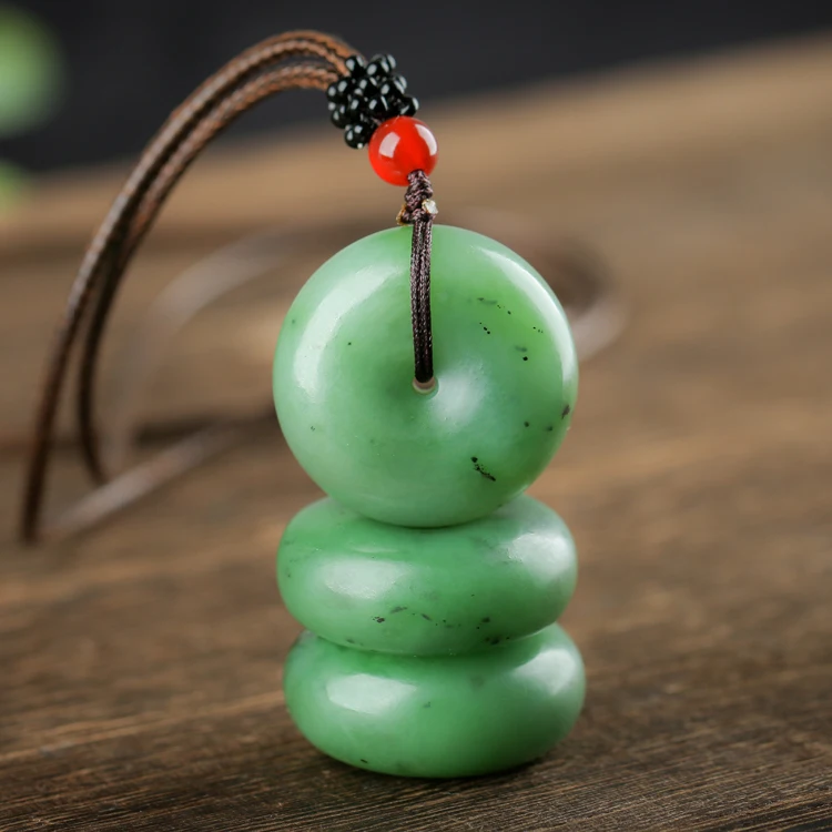 

Jade Neckalce Pendant Circle Necklace Genuine Green Greed Jade Stone Carved Pendant Necklace Women's Jewelry