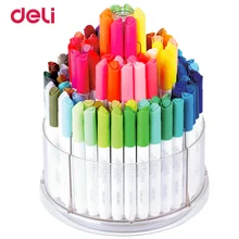 Deli акварельные ручки 100 цветов/коробка художественные канцелярские принадлежности Водные цветные маркеры легко стираемые Рисование маркер для рисования ручка