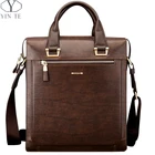 YINTE Leather Men's Briefcase Fashion Leather Handbag Brown Bag Formal Totes Men Business Messenger Shoulder Bags Totes T8277-4