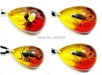 

FREE SHIPPING Lots 12PCS COOL REAL BLACK GOLD SCORPION SPIDER INSECT SEXY BOTTOM PENDANT