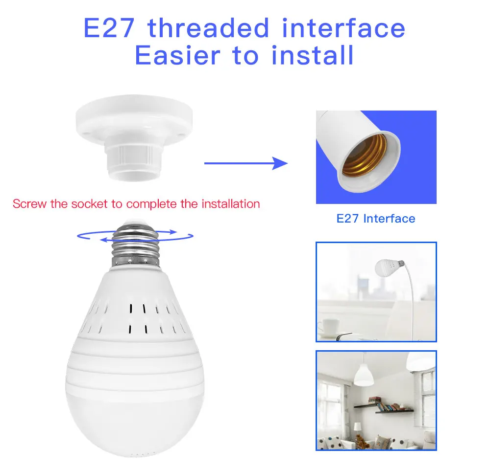 SDETER, 960 P, ламповый светильник, беспроводная ip-камера, 360 градусов, панорамная, рыбий глаз, камера видеонаблюдения, Wifi, P2P, камера обнаружения движения, IP