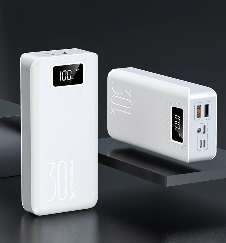 18650 Внешний аккумулятор 30000 мАч Внешний аккумулятор повербанк 2 USB светодиодный внешний аккумулятор type-c портативное мобильное зарядное устройство для Xiaomi One plus
