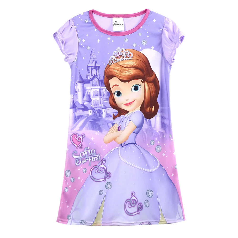Платье для девочек лиловое платье принцессы Софии для маленьких девочек домашнее летнее повседневное платье ночнушка 4-14 лет
