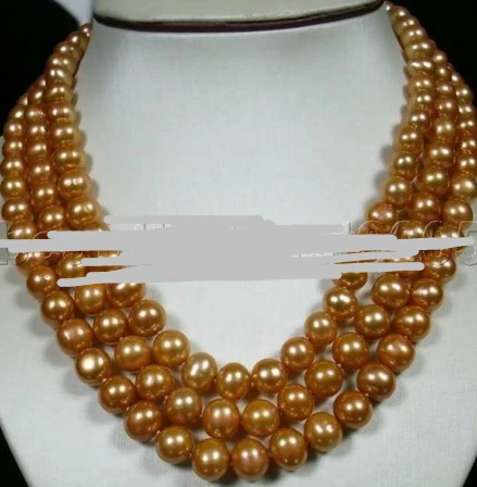 

free shipping>>@@ JY&1219 beautiful natural 3 row 8-9mm pearl necklace