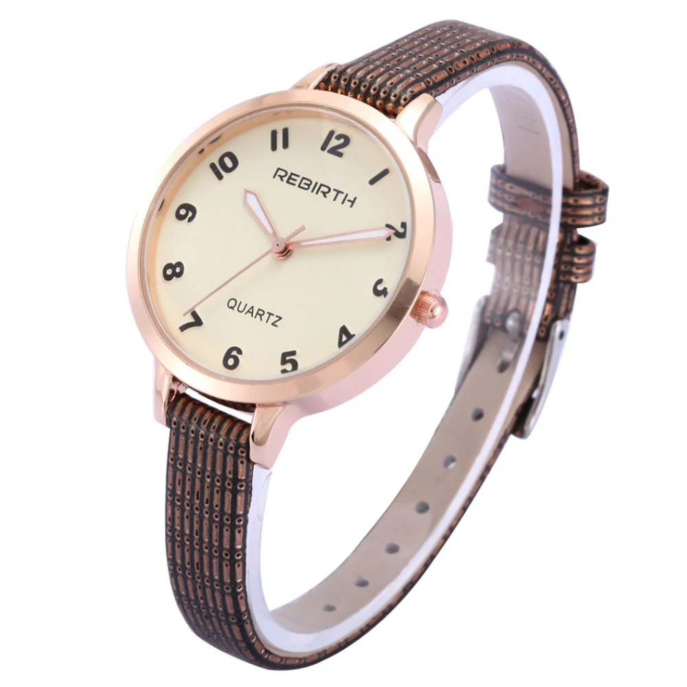 

2018 New Rebirth Fashion Casual watch leather watch digital women gold watches quartz bracelet ladies elegantes wristwatches