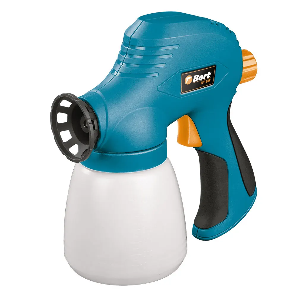 Распылитель электрический Bort BFP-60N (Мощность 60 Вт, регулировка подачи краски, производительность 240 мл. в мин., ёмкость бачка 800 мл)