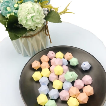 

14mm Silicone Jewelry Multi-faceted Beads 50PC Candy Color Beads Baby Teether DIY Nursing Necklace Silicone Lcosahedron Beads