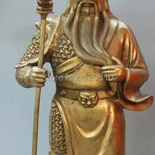 EE@@++ АА 25 Китайский Народная Латунь Гуань Гун Юй Воин Бог Ручной Меч Статуя Скульптура