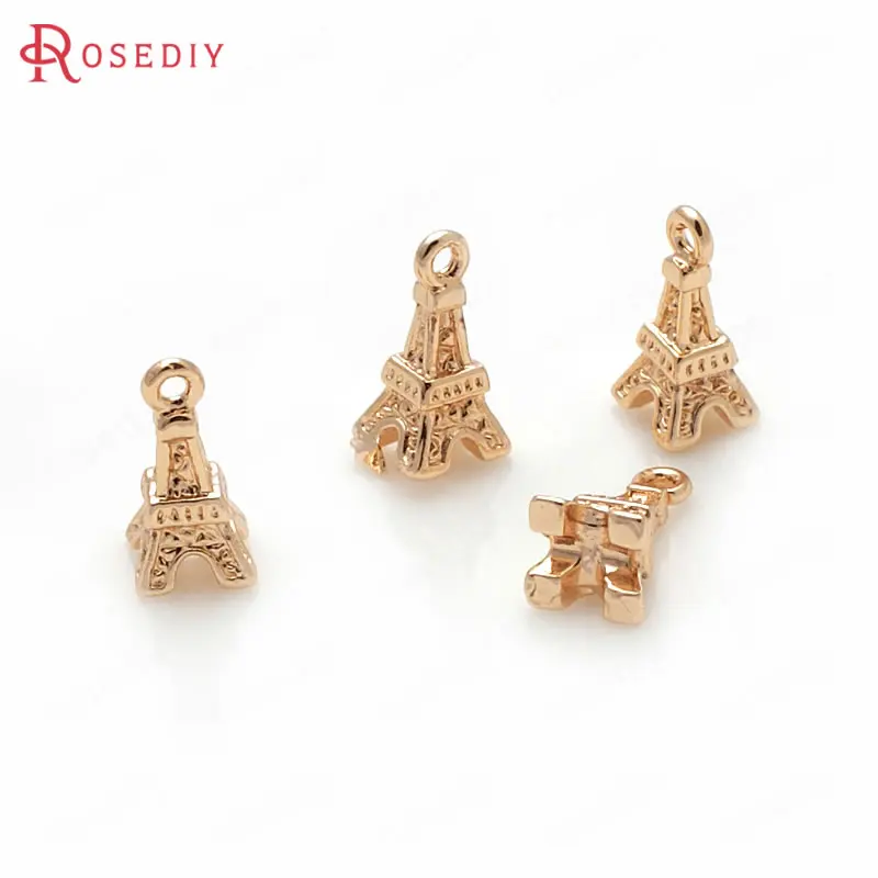 

6PCS 5x10MM 24K Champagne Gold Color Plated Brass Eiffel Tower Charms Pendants High Quality Diy Jewelry Accessories