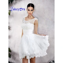 Lakeydra Pearls Mini Homecoming Dresses Scoop Neck Tulle with Sleeveless Appliques A-Line Short Party Prom Gown Graduation Dress Lakeydra Pearls Mini Homecoming Dresses Scoop Neck Tulle with Sleeveless Appliques A-Line Short Party Prom Gown Graduation Dress