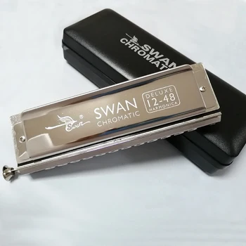 Swan Chromatic Harmonica 12 Holes 48 Tone Chromatic Harp Mouth Organ Key Of C ABS Comb Professional Windwood Musical Instruments Swan Chromatic Harmonica 12 Holes 48 Tone Chromatic Harp Mouth Organ Key Of C ABS Comb Professional Windwood Musical Instruments
