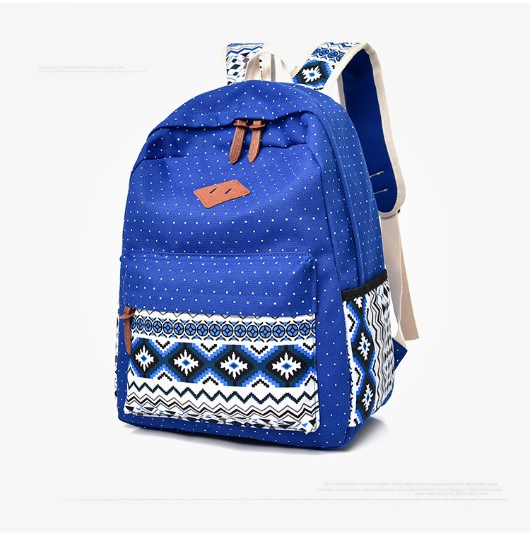 

three Women Fashion Printed Backpack Canvas School Backpack For Girls Knapsack Bookbag Trip Laptop Back Bag