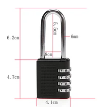 4 набора 40 мм Комбинированный Замок багажная сумка чемодан ящик шкаф дверной безопасный код защитный комплект замок висячий замок-черный