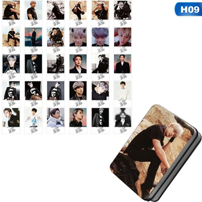 09 30 шт./компл. K-pop EXO новые Ablum не мешать мой темп Lomo карты Chanyeol Baekhyun фото карты с металлической коробкой - Цвет: 09