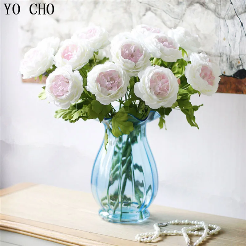 red roses artificial flower white peonies wedding party decorations flower bouquet  (10)