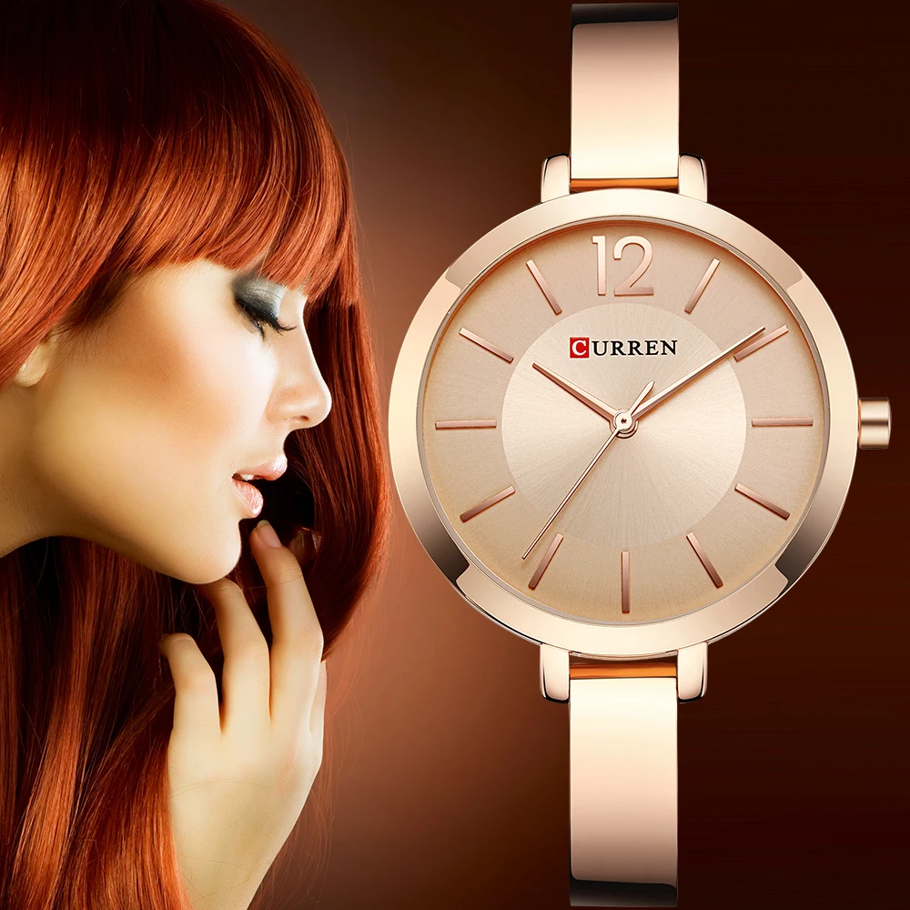Женские кварцевые часы CURREN розовое золото сталь браслет женские Montre Femme Relogio Feminino