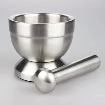 

Kitchen Tool Stainless Steel Mortar Pestle Pugging Pot Garlic Spice Grinder Pharmacy Herbs Bowl Mill Grinder Crusher Gadget