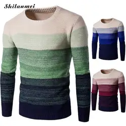 Новый Полосатый свитер Pull Homme Рождественский длинный рукав мужской вязаный свитер пуловер осень шерстяные свитера 2018 зимние Джемперы Suete