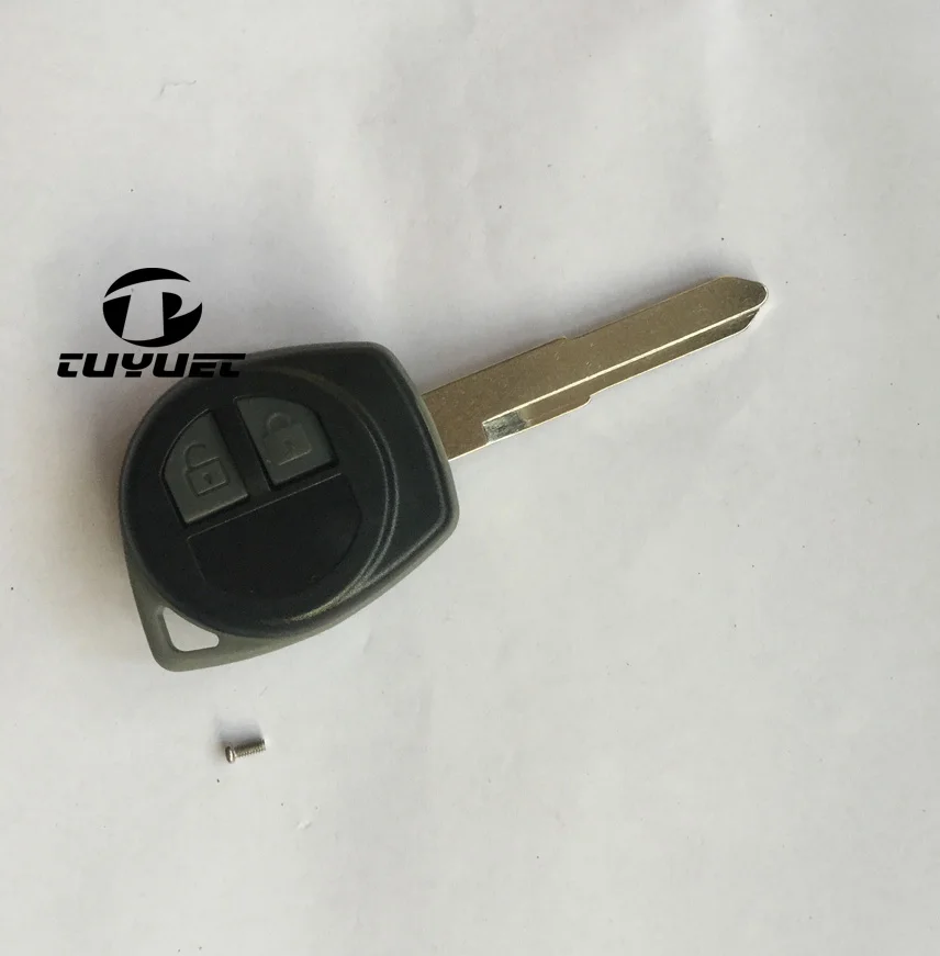 Uncut Blade Blank Case For Suzuki SX4 Swift Liana Remote Key Shell 2 Buttons with Button Rubber Pad & Sticker