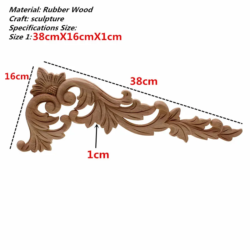 VZLX Винтаж Неокрашенная древесина наклейки с резьбой углу накладка аппликация, рама для домашней мебели Стены Двери шкафа декора ремесла - Цвет: 38X16cm