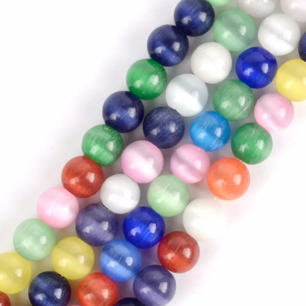 

Mixed Color Cat Eye Stone Round Loose Beads 4 6 8 10 12mm Natural Stone Beads For Jewelry Making Diy Bracelet Necklace Jewellery