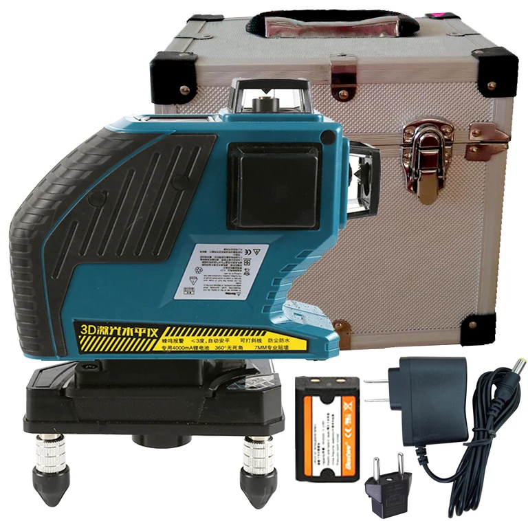 

3D Green Laser Level 532nm 12 Lines Cross Level Leveling with 360 Rotary Self Slash Function and Outdoor EU Lazer Levels