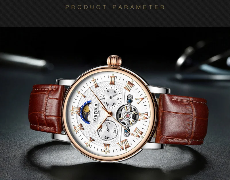 003KINYUED Top Brand Luxury Mechanical Watches for Men Moon Phase Automatic Watch Tourbillon Skeleton Sports Clock Steampunk Watchs (19)