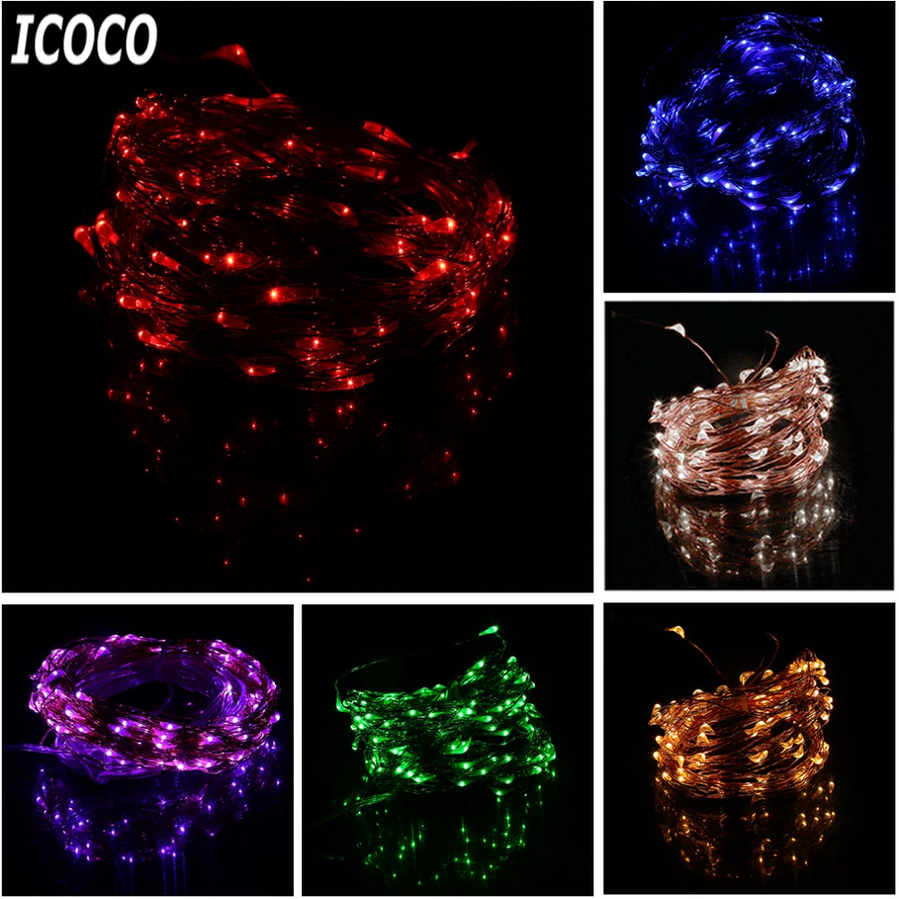 ICOCO High Quality 10M Super Long 100 LEDs Copper Wire Lights 8 Modes
