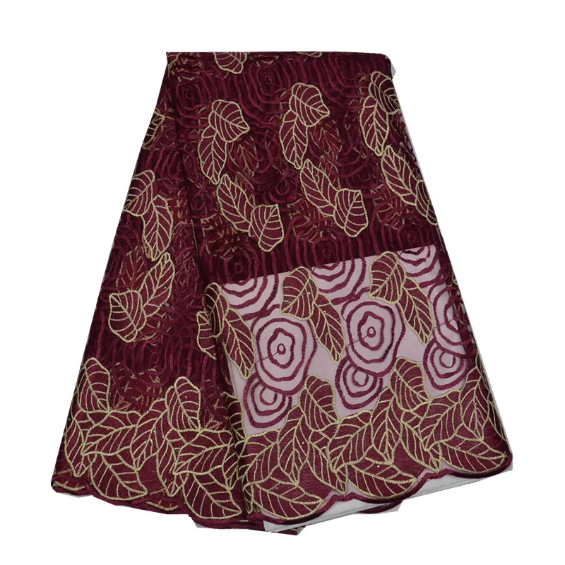 

High Quality Handmade Embroidered African French Net Lace Fabric in Four Colors for Dress