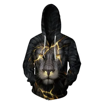 

Zipper Hoodies Men 3D Wolf Lion Animal Hoodie Sweatshirts For Boys Long Sleeve Hoody Male Hooded Coat Funny Cardigan Hombre