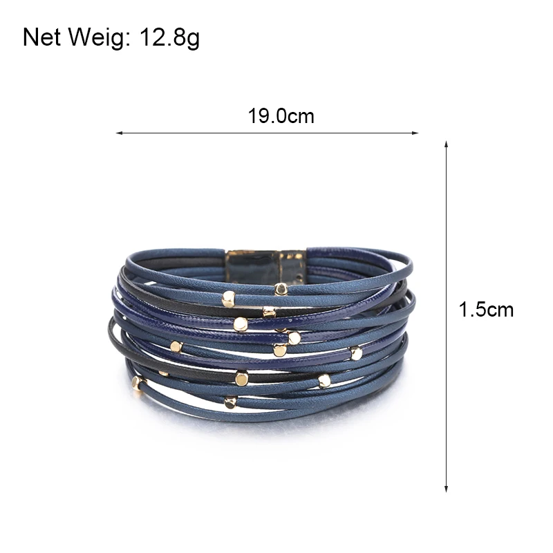 ALLYES Metal Beads Genuine Leather Bracelets For Women Men Fashion Slim Strips Boho Multilayer Wide Wrap Bracelet Femme Jewelry leather braided bracelet leather bracelet pearl leather bracelet