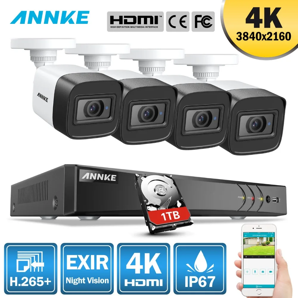 

ANNKE RU Sale 4K HD 8CH Video Security System 4K 5in1 H.265+ DVR With 4PCS 8MP Weatherproof Outdoor CCTV Surveillance Camera Kit