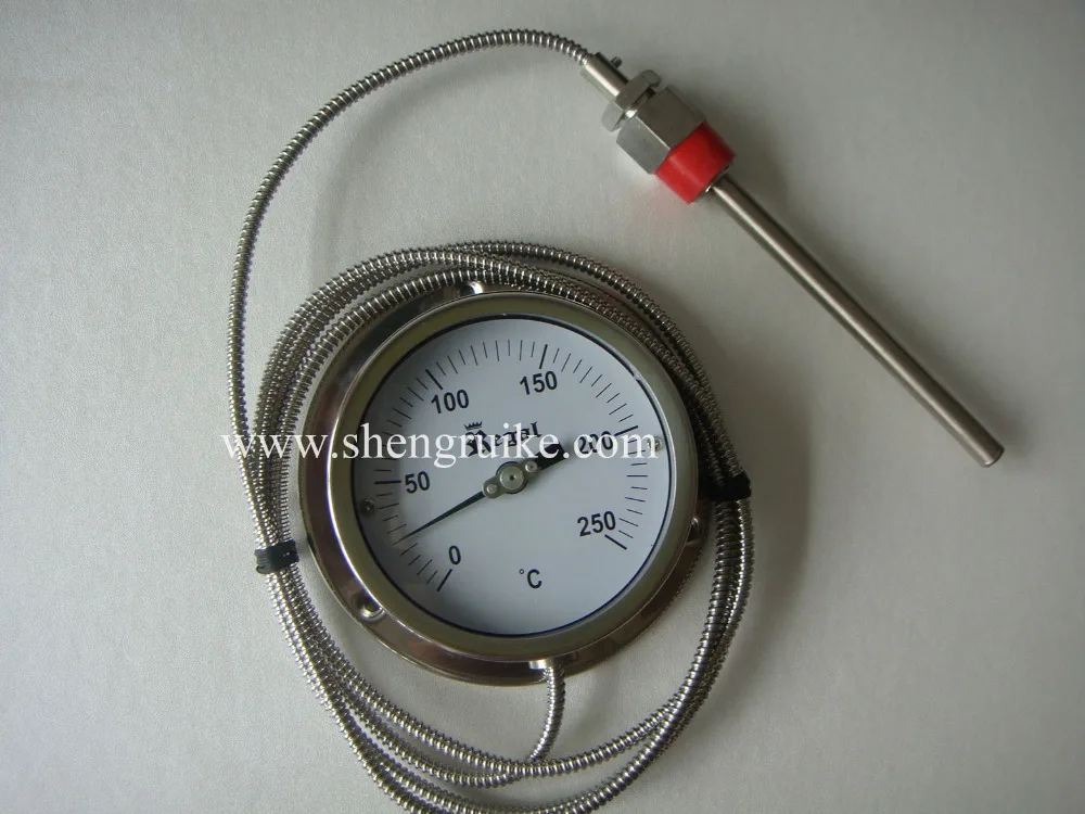 SS304, 0 C to 250C 2M Capillary bimetal thermometer SS304, 0 C to 250C 2M Capillary bimetal thermometer