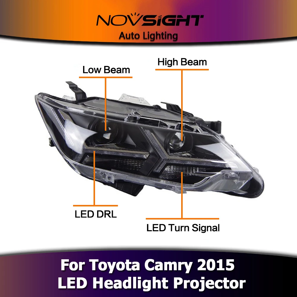 NOVSIGHT 2 шт. дальнего света ближнего света светодиодный DRL авто освещение фары для Toyota Camry