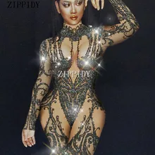 Пикантные черные сапоги телесного цвета Стразы комбинезон сексуальный ночной клуб бар одежда боди, декорированное камнями леггинсы Пром праздновать наряд платье для сцены