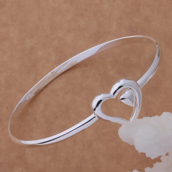

AB046 Hot 925 sterling silver bangle bracelet, 925 silver fashion jewelry Single heart bracelet /agfaixma aivajaca