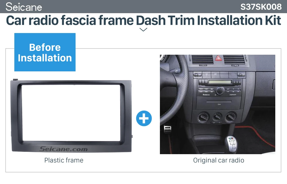 Seicane черная рамка панели 2DIN в тире отделка Набор универсальный автомобильный стерео фасции для Skoda Fabia 173*98/178*100/178*102 мм