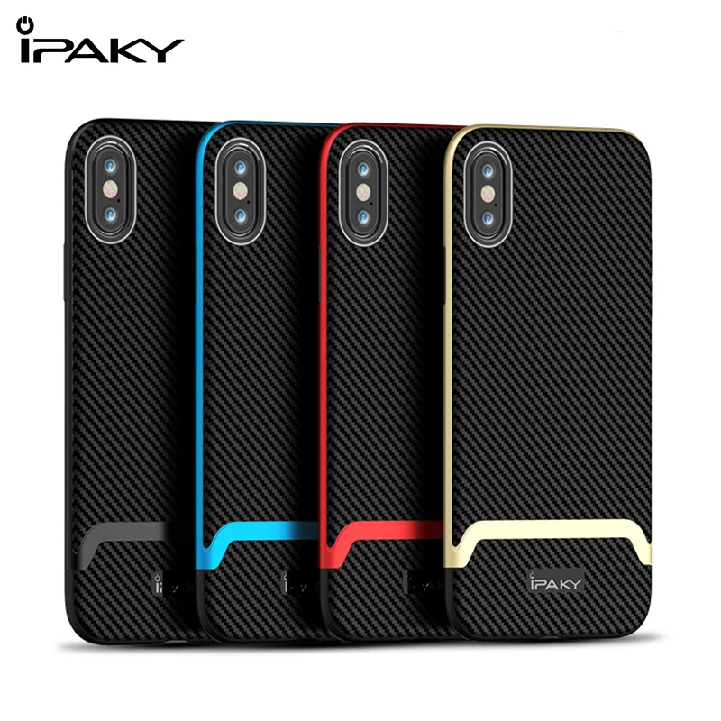 

iPaky Case For iPhone Xs Max Armor Slim Hybrid Hard PC + Silicone Frame Coque Cover For iPhone Xs Max Xr 9 Plus Shockproof Case
