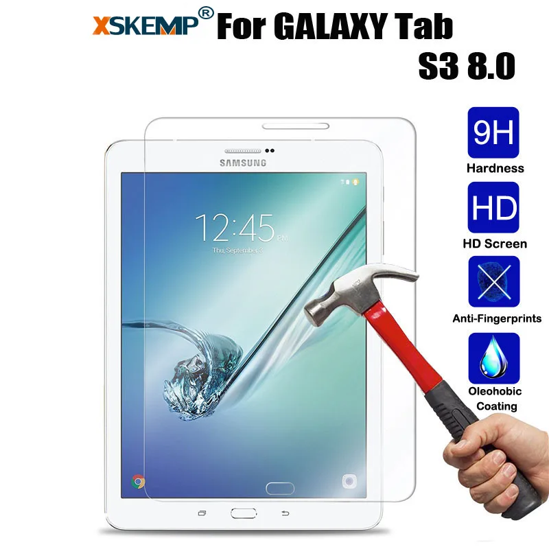 

XSKEMP 0.3mm 9H Tablet Tempered Glass For Samsung GALAXY Tab S3 8.0 T719 Scratch Proof Glossy Screen Protector Protective Film