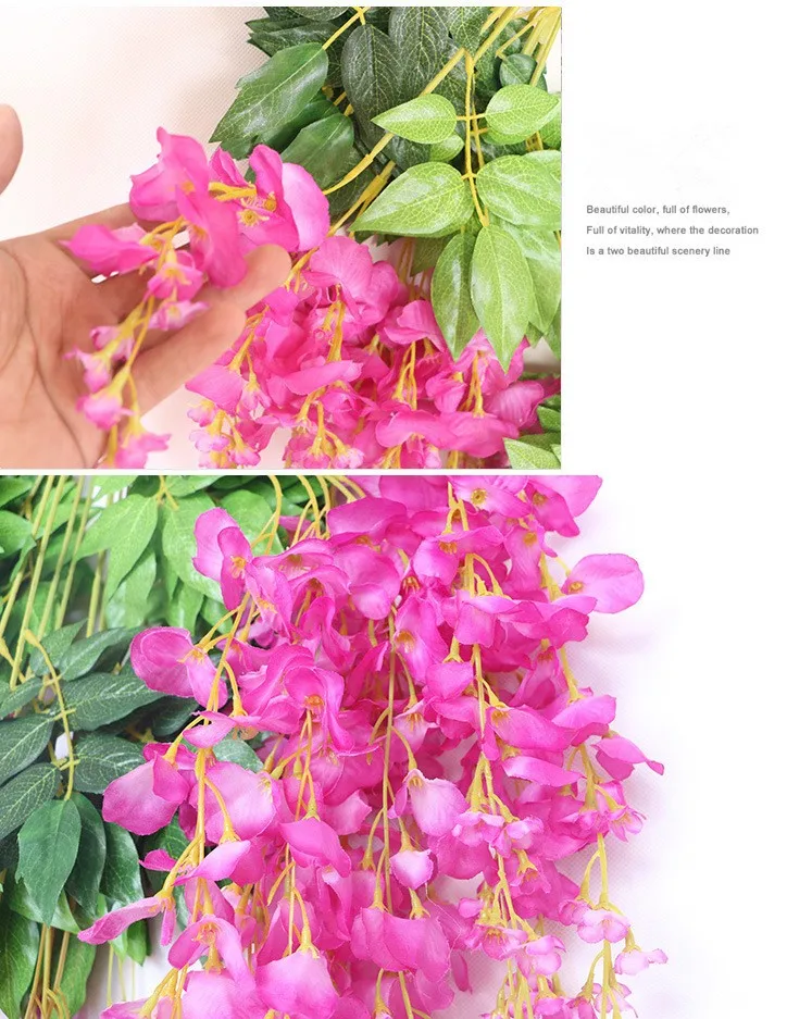 110cm wisteria artificial flowers wedding party festival decor flowers Garden Hanging Plant Vine 12pcslot (25)