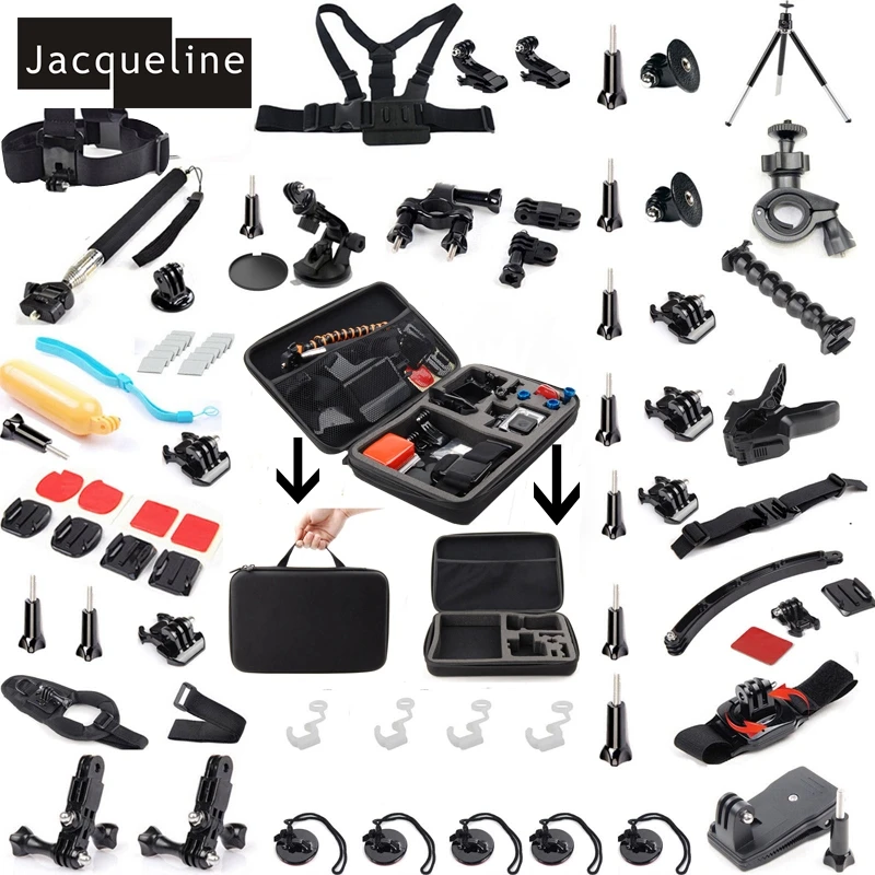 Жаклин для комплект аксессуары Комплект для Gopro HD Hero 5 для спортивной экшн-камеры Go Pro Hero 4 3+ 3 2 для спортивной экшн-камеры SJCAM SJ4000 SJ6000 для eken H9R